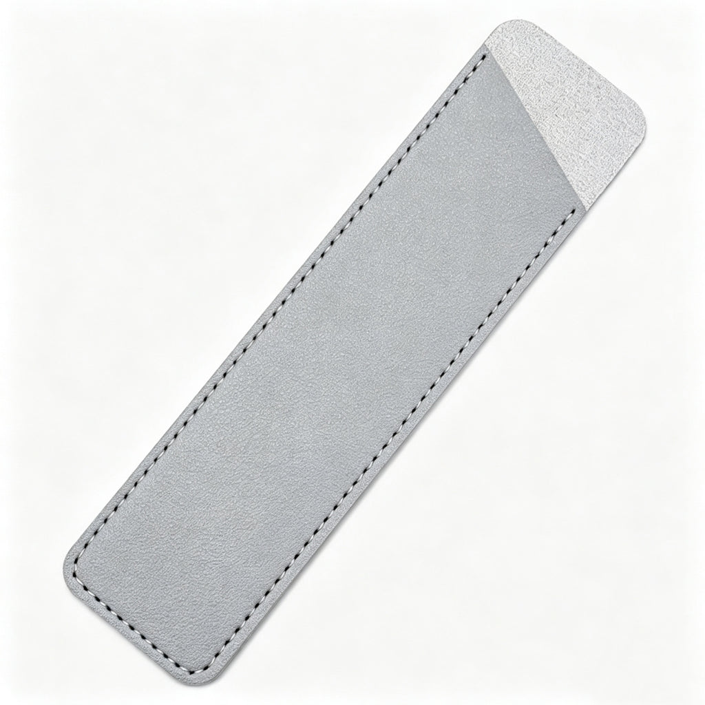 Slim PU Leather Pen Sleeve Single Pencil Case Pouch - Gray