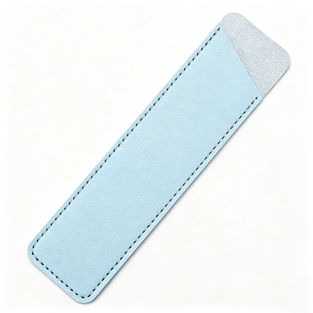 Slim PU Leather Pen Sleeve Single Pencil Case Pouch - Blue