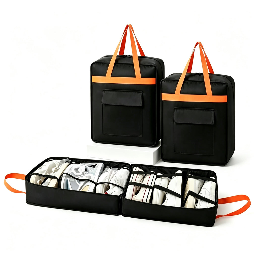 Portable Travel Shoe Bag Large Capacity Tote Pouch - Black