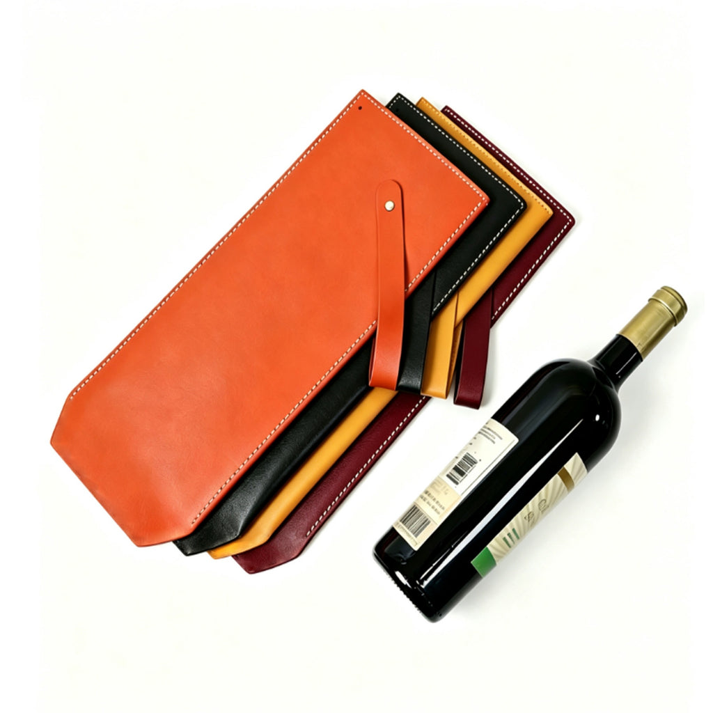 PU Leather Wine Bottle Tote Single Bottle Carrier - blank product