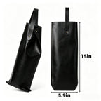 PU Leather Wine Bottle Tote Single Bottle Carrier - product size