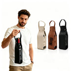 Leather Wine Bottle Carrier Cutout Handbag Tote - printed product