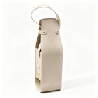 Leather Wine Bottle Carrier Cutout Handbag Tote - Off White