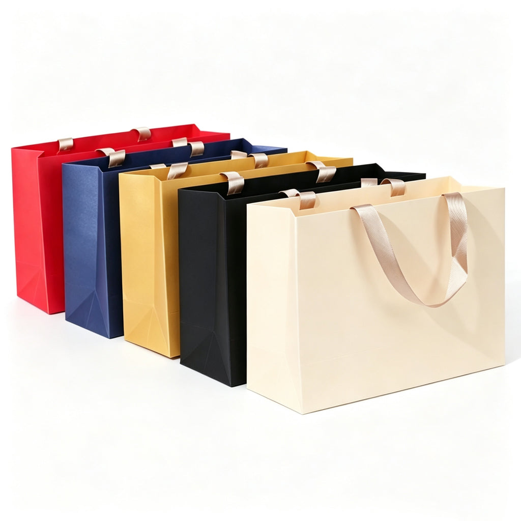 Luxury Paper Gift Bag Ribbon Handle Shopping Tote - blank product