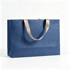 Luxury Paper Gift Bag Ribbon Handle Shopping Tote - Blue