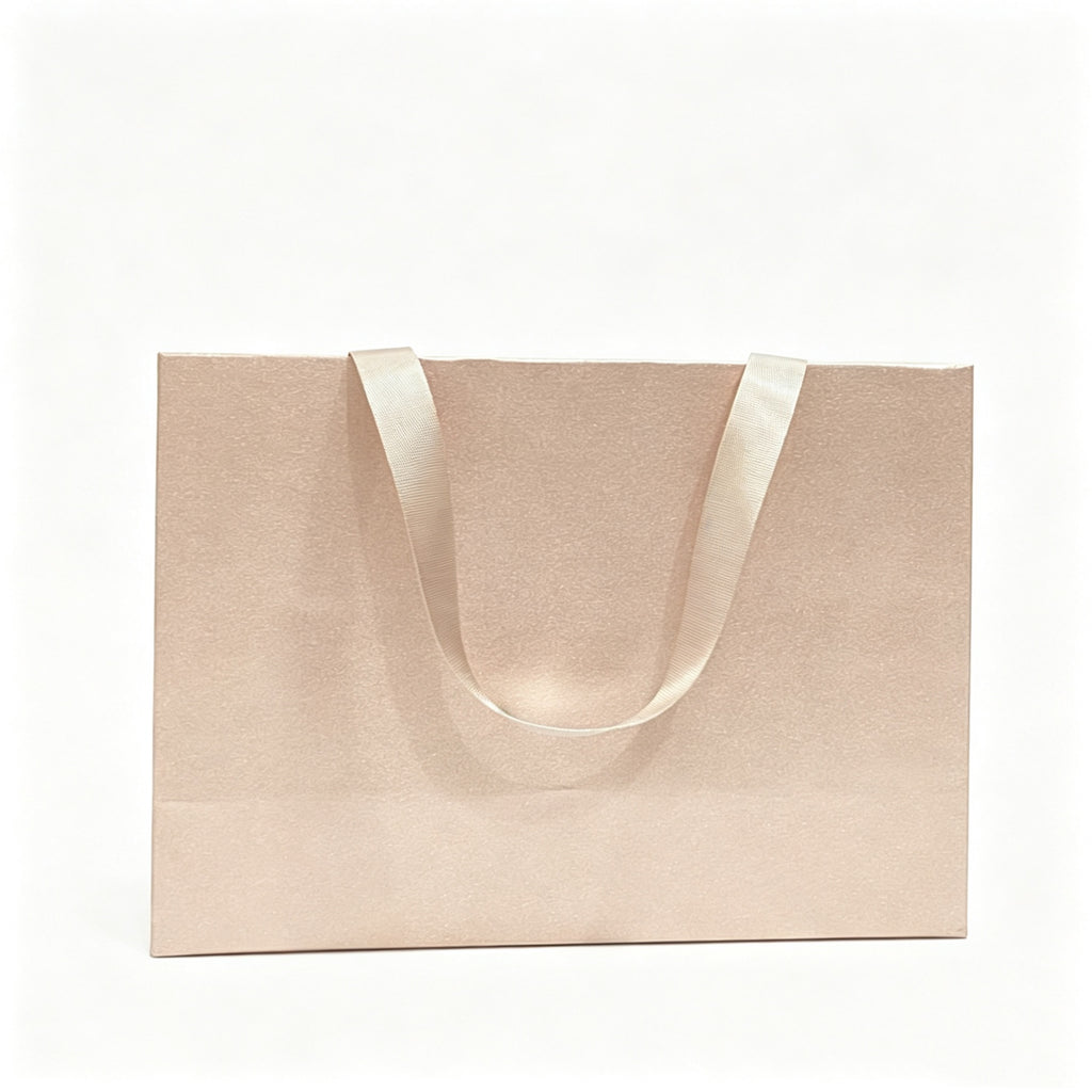Luxury Paper Gift Bag Ribbon Handle Shopping Tote - Rose Gold