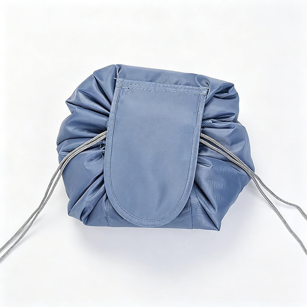 Foldable Drawstring Makeup Bag Travel Cosmetic Pouch - Gray