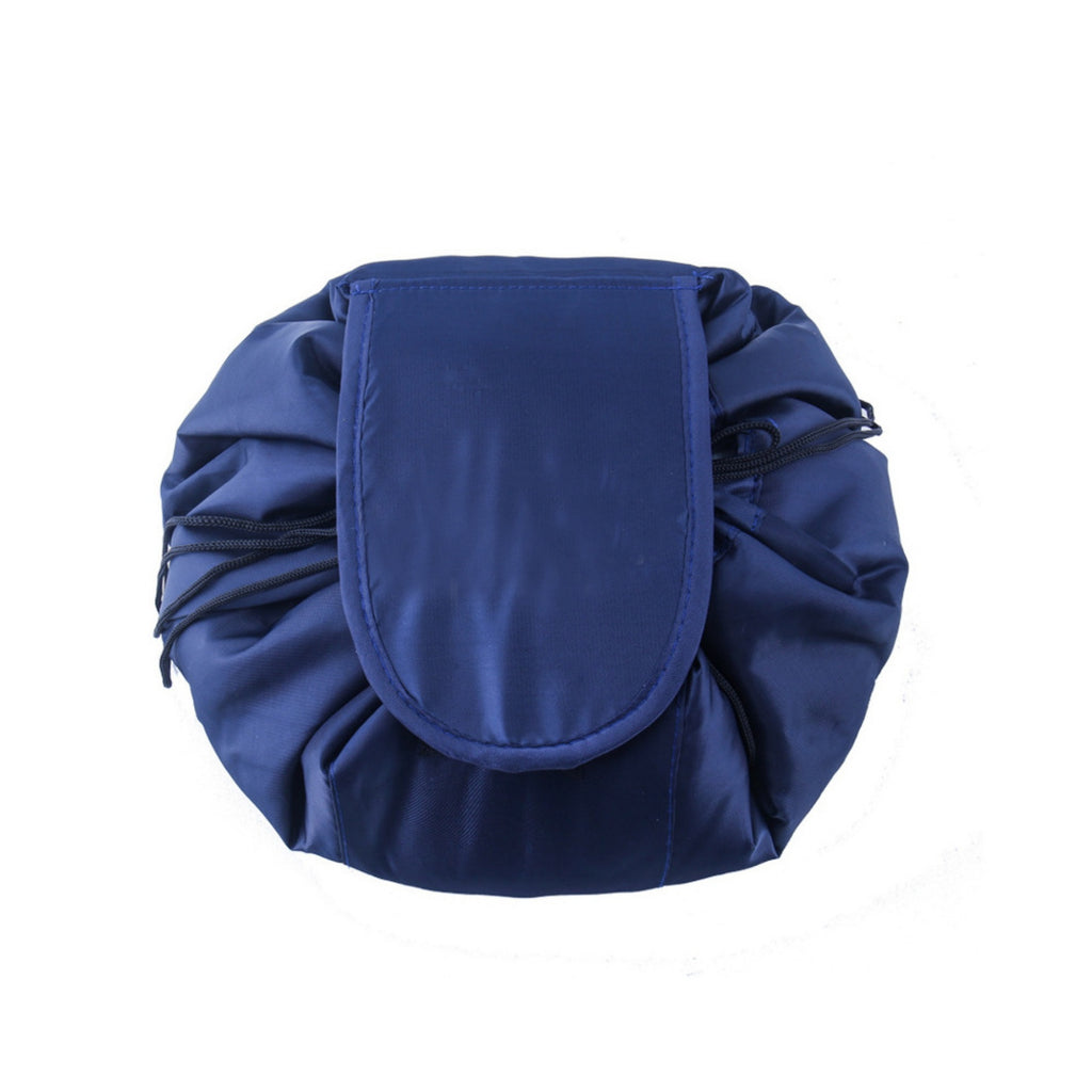 Foldable Drawstring Makeup Bag Travel Cosmetic Pouch - Blue