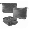 Portable Travel Blanket Pillow Soft Flannel Quilt - Gray