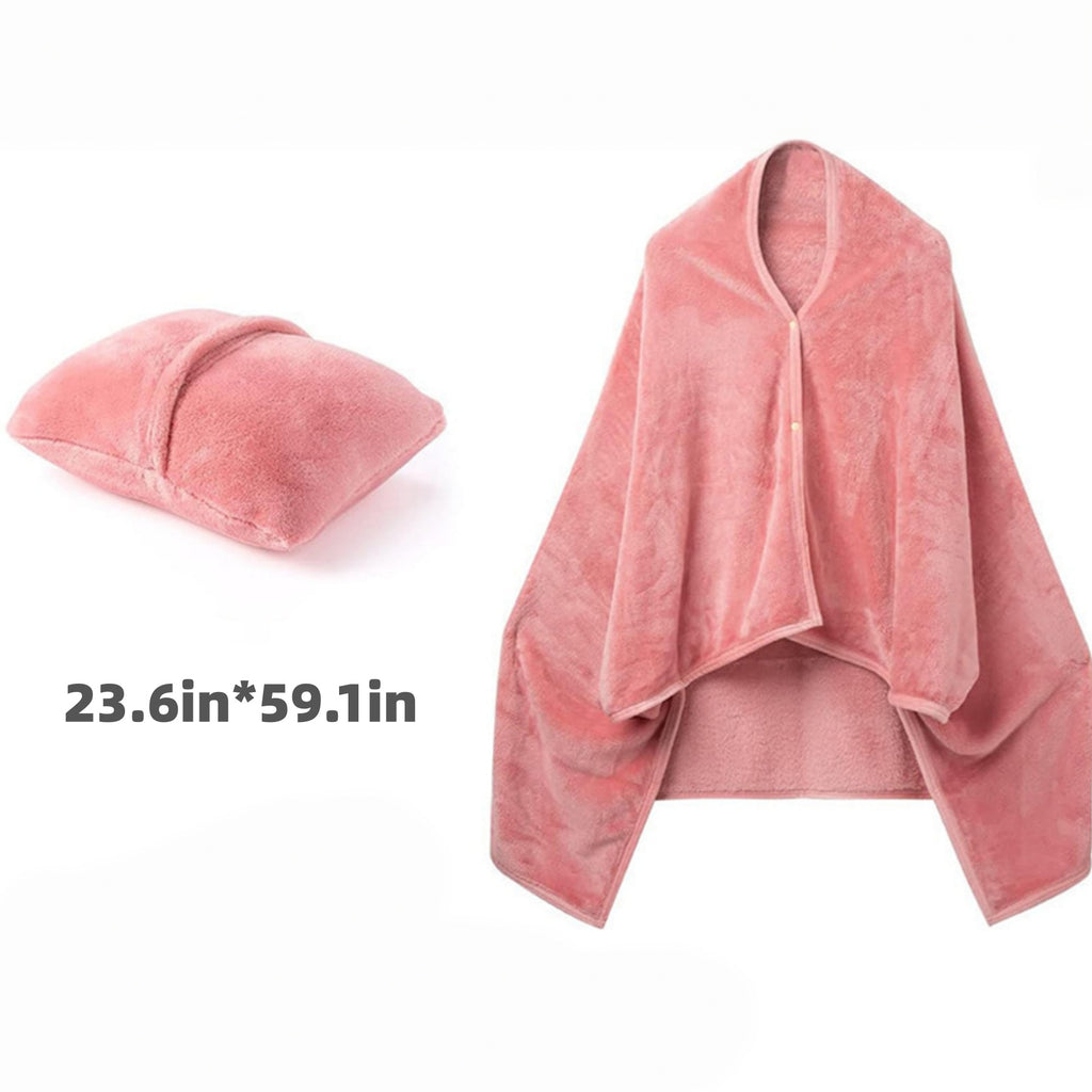 Soft Flannel Travel Blanket Airplane Pillow Shawl - product size