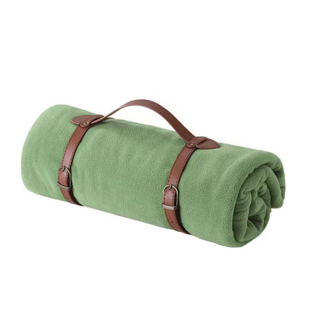 Foldable Fleece Yoga Blanket Portable Camp Throw - Green