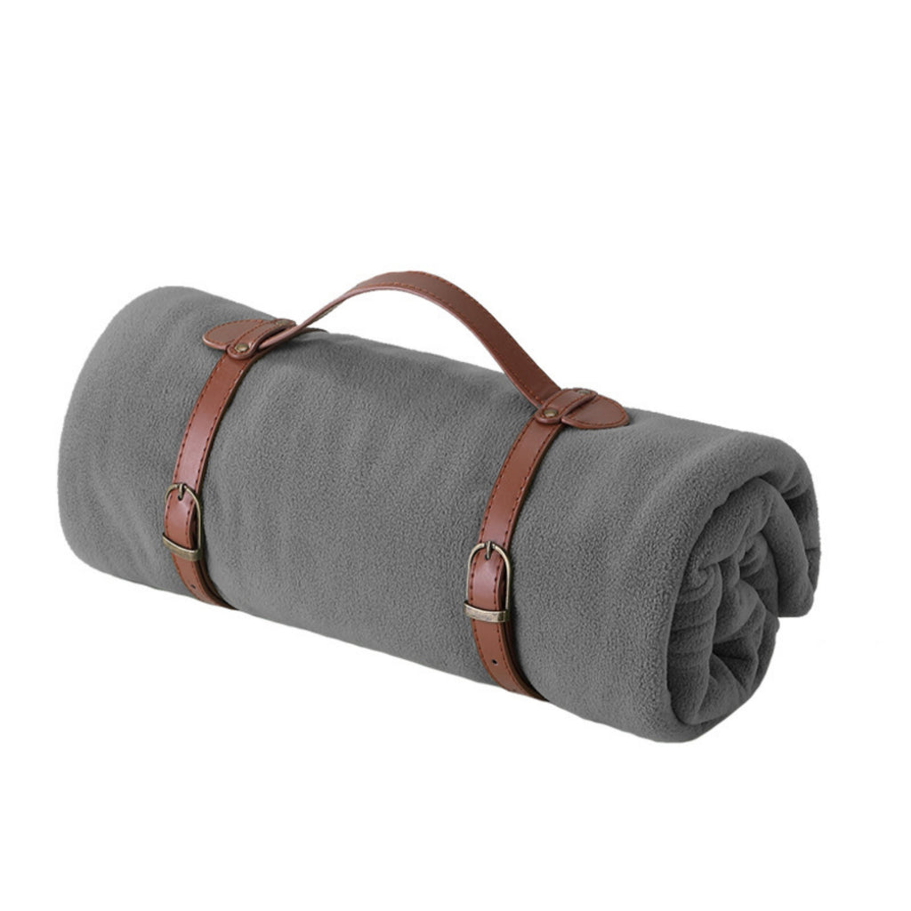 Foldable Fleece Yoga Blanket Portable Camp Throw - Gray