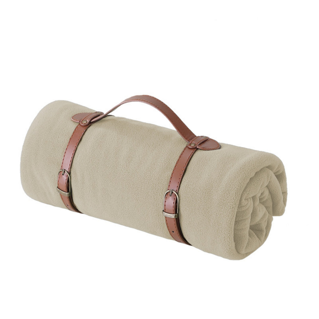 Foldable Fleece Yoga Blanket Portable Camp Throw - Apricot