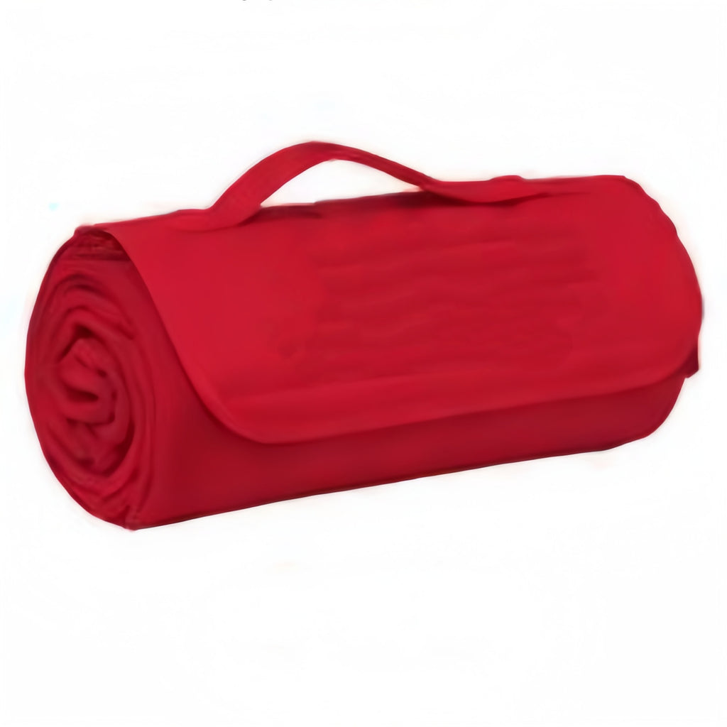 Foldable Polar Fleece Picnic Blanket Camping Throw - Red