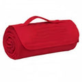 Foldable Polar Fleece Picnic Blanket Camping Throw - Red