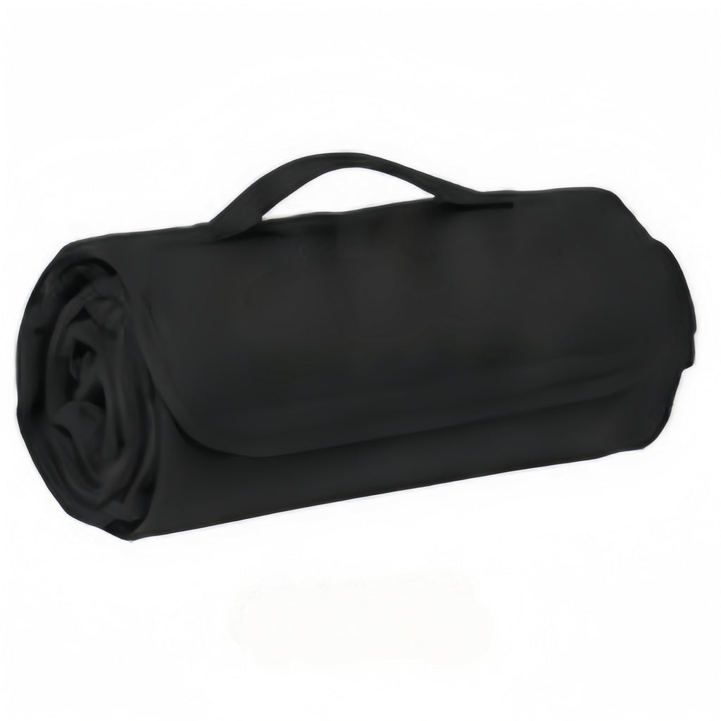 Foldable Polar Fleece Picnic Blanket Camping Throw - Black