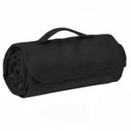 Foldable Polar Fleece Picnic Blanket Camping Throw - Black