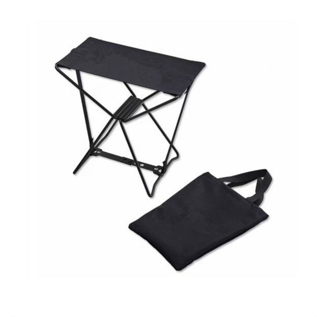 Compact Camp Stool With Storage Bag Portable Chair - Black