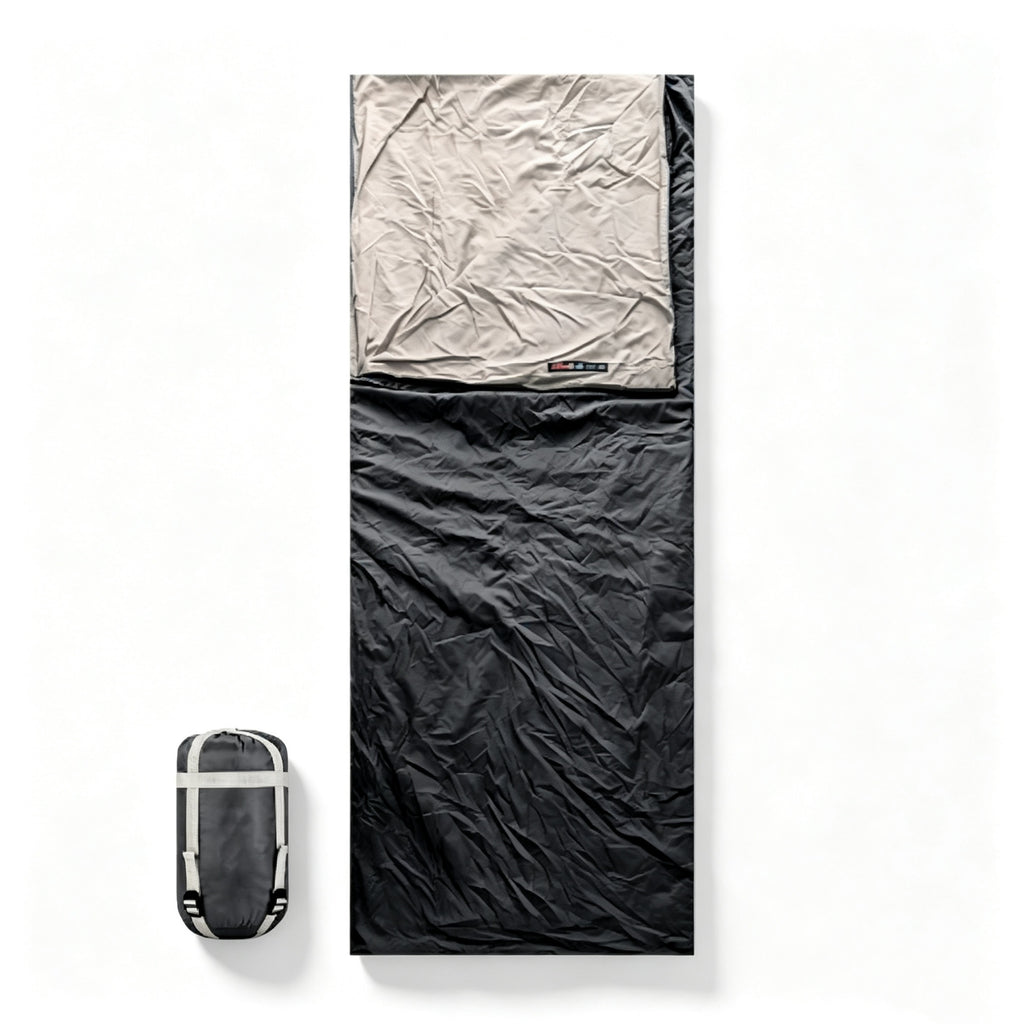 Mini Camping Sleeping Bag With Compression Sack - Black