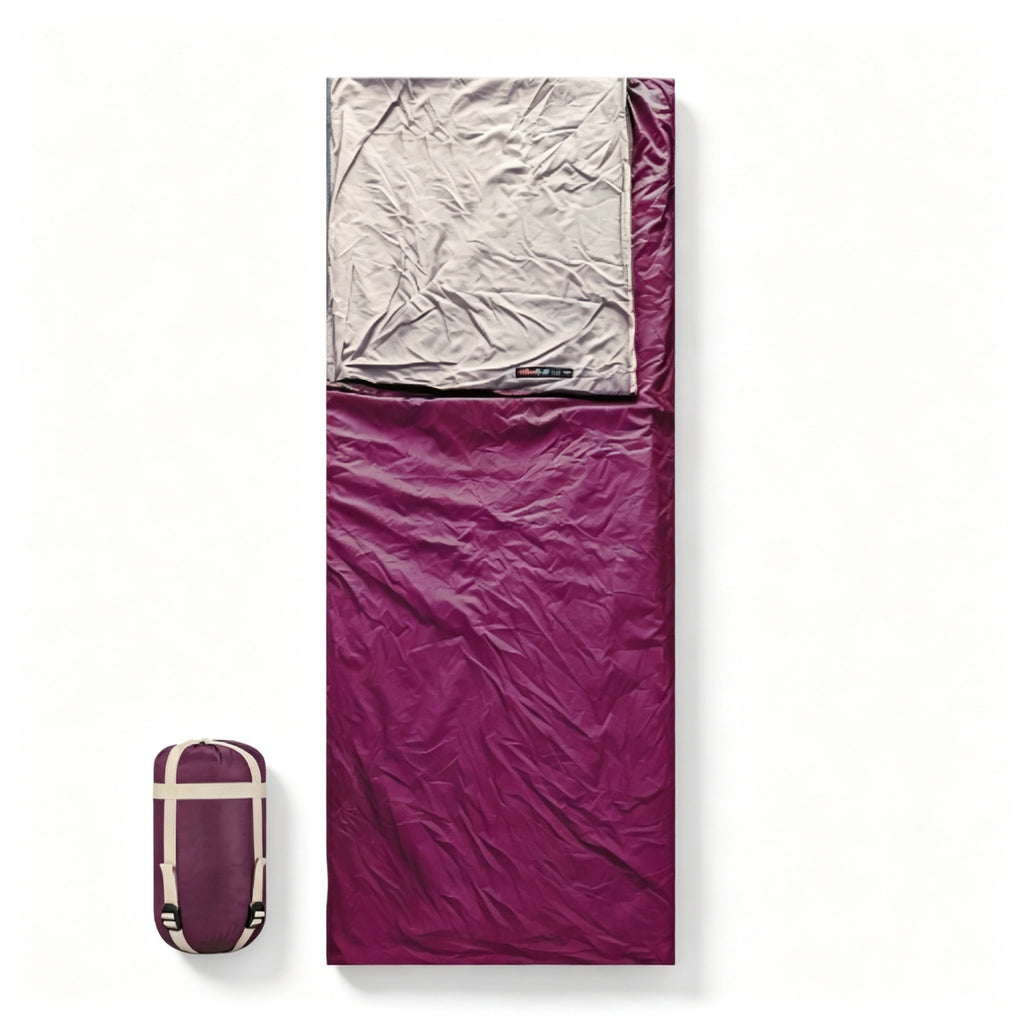 Mini Camping Sleeping Bag With Compression Sack - Wine Red