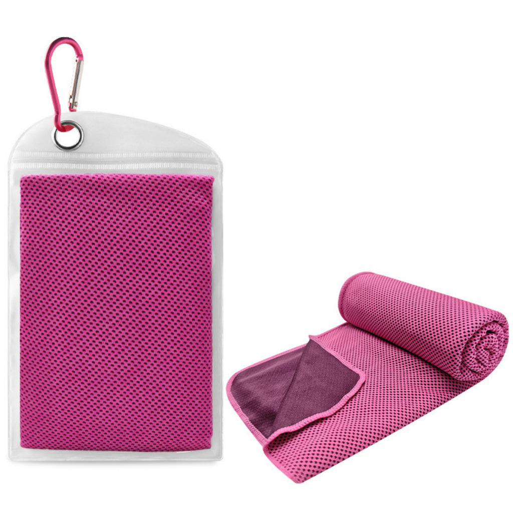 Quick Dry Cooling Towel Sports Sweatband Pouch - Rose Red