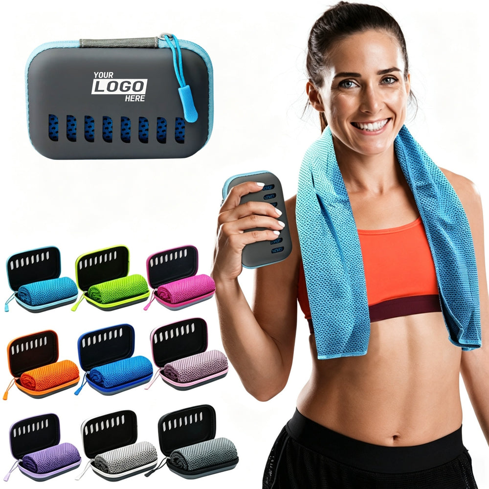 Cooling Towel Sports Sweatband EVA Storage Case Primary imprint location