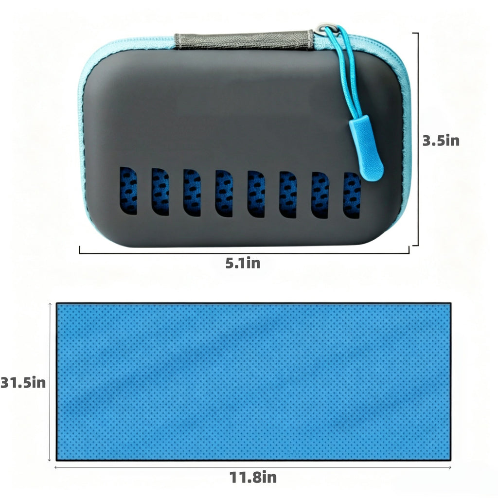 Cooling Towel Sports Sweatband EVA Storage Case - product size