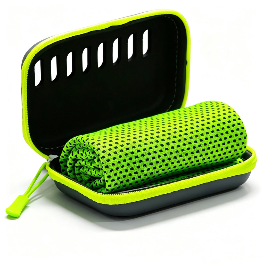 Cooling Towel Sports Sweatband EVA Storage Case - Green