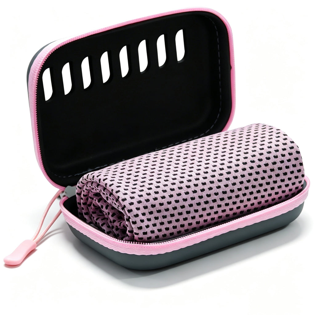 Cooling Towel Sports Sweatband EVA Storage Case - Pink