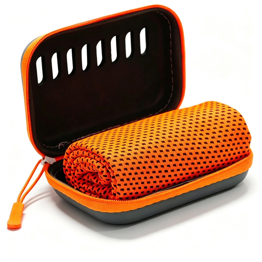 Cooling Towel Sports Sweatband EVA Storage Case - Orange
