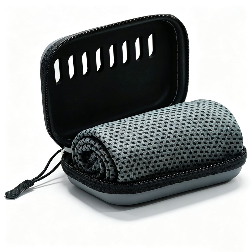 Cooling Towel Sports Sweatband EVA Storage Case - Black