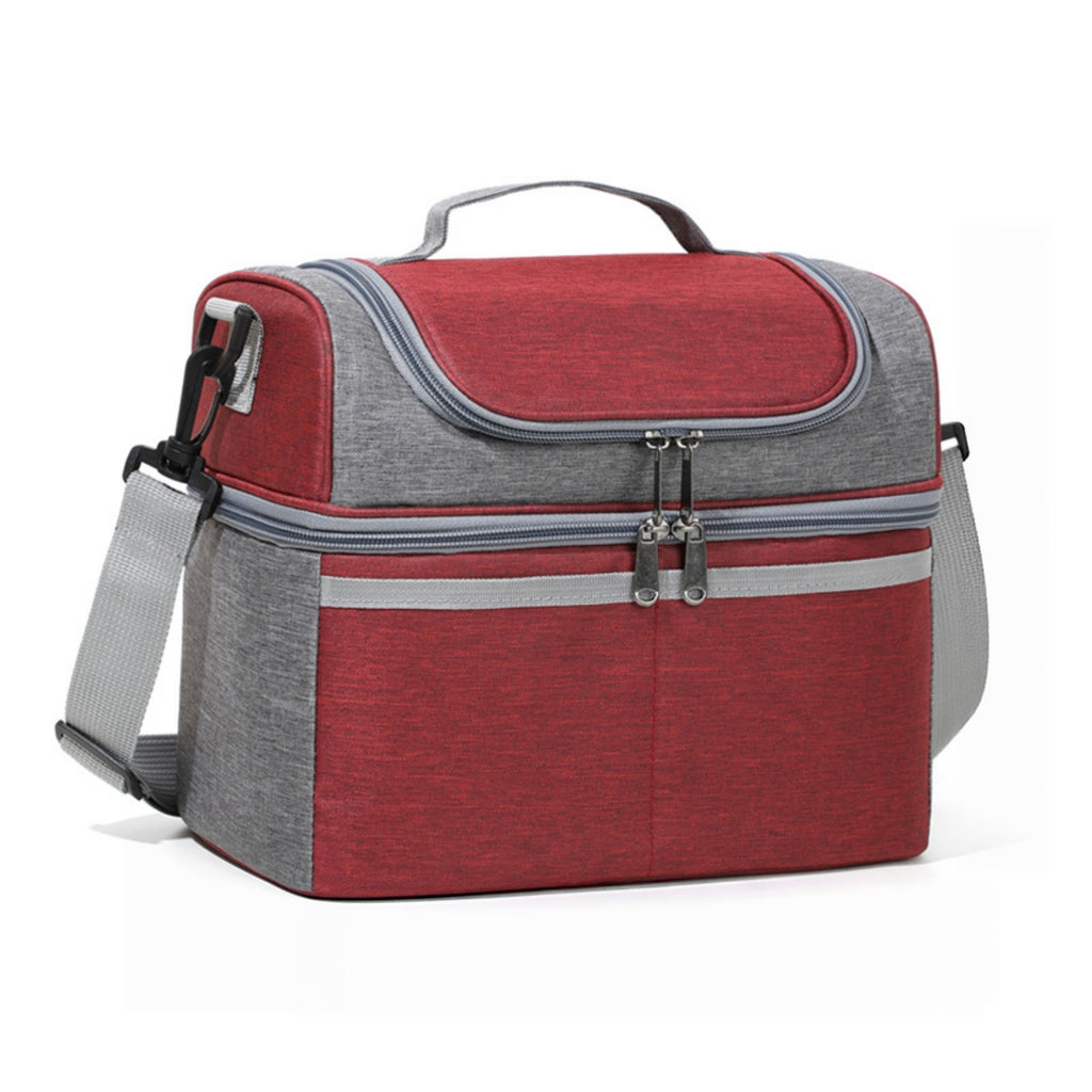 Large Capacity Picnic Bag Crossbody Cooler Tote - Red