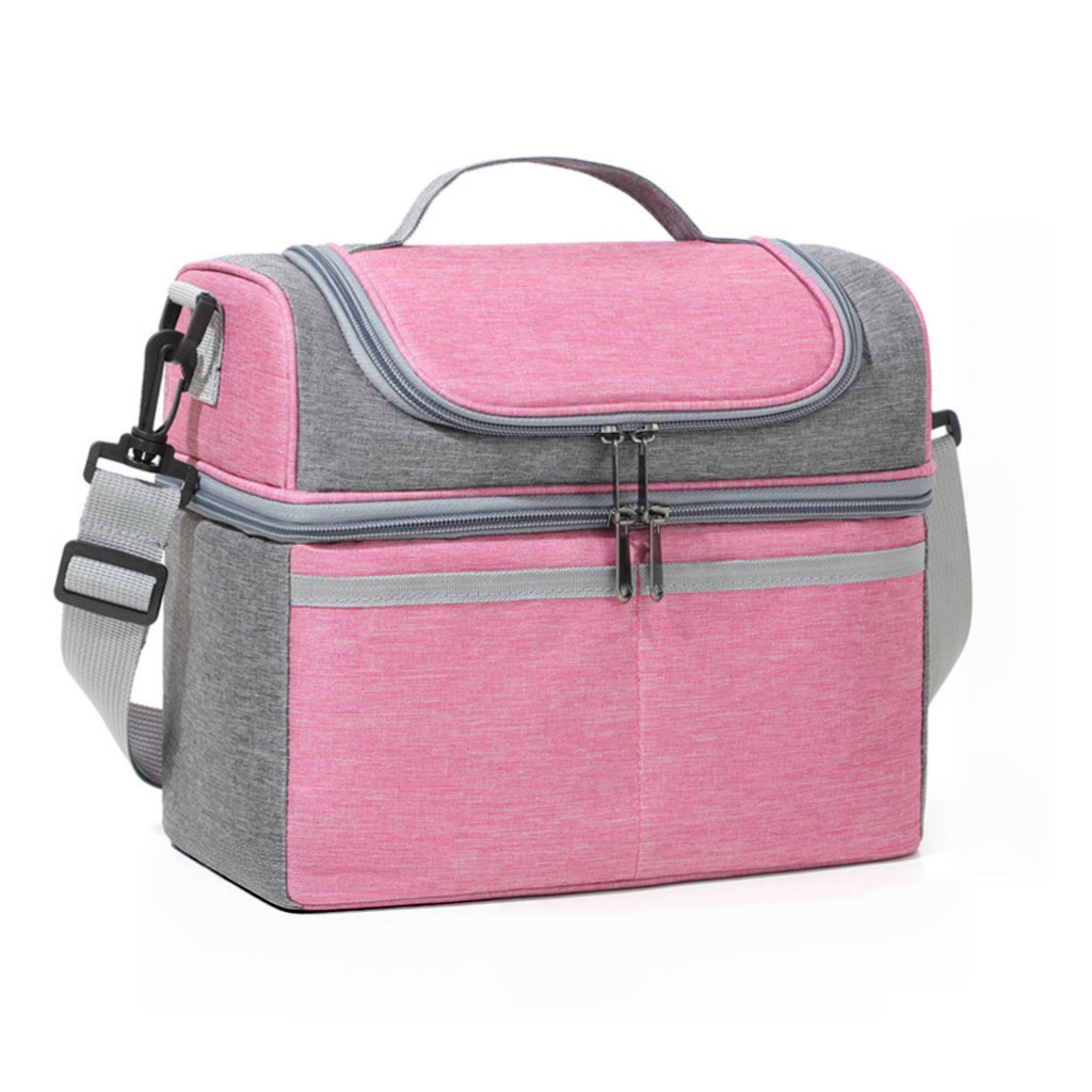 Large Capacity Picnic Bag Crossbody Cooler Tote - Pink